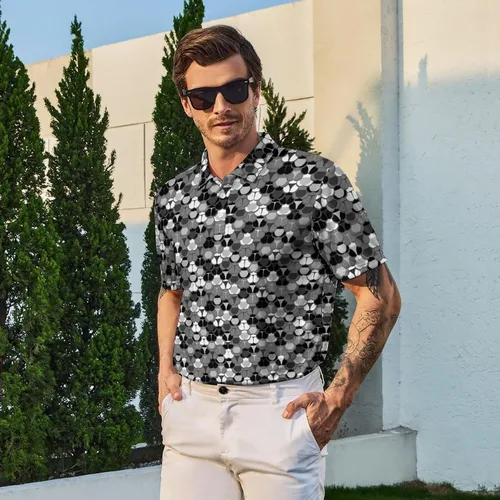 Vista 3 de Camisas polo divertidas para hombre de los años 80, camisas de golf de secado rápido que absorben la humedad, divertidas camisas polo de golf