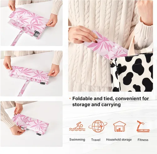Vista 4 de Maple Leaf Pink 3 Piecing Packing Travel Bag Portable Storage Bags For Travel Storage Bags For Clothes Clothing Organizer