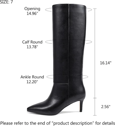 Vista 32 de wetkiss Botas altas hasta la rodilla para mujer, con tacón de gatito y diseño de punta puntiaguda, clásicas y sexys