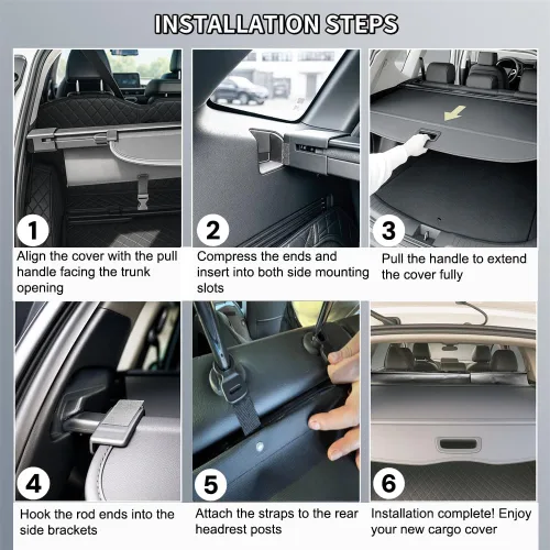 Vista 9 de cubierta retráctil para equipaje compatible con Toyota Highlander 2014 2015 2016 2017 2018 2019, impermeable, protector de seguridad, tonneau