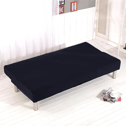 Vista 3 de Funda elástica para futón sin brazos, funda plegable para sofá cama con parte inferior elástica, lavable a máquina (negro)