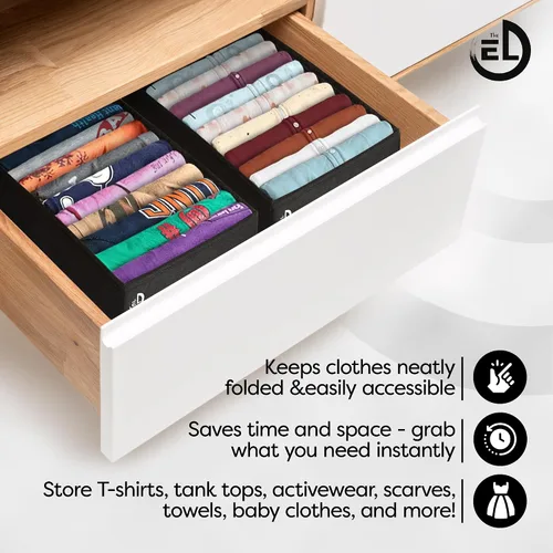 Vista 8 de Organizador de cajones de ropa, juego de 3 organizadores multiusos para cajones de aparador para adultos y niños, armario plegable 10 celdas por