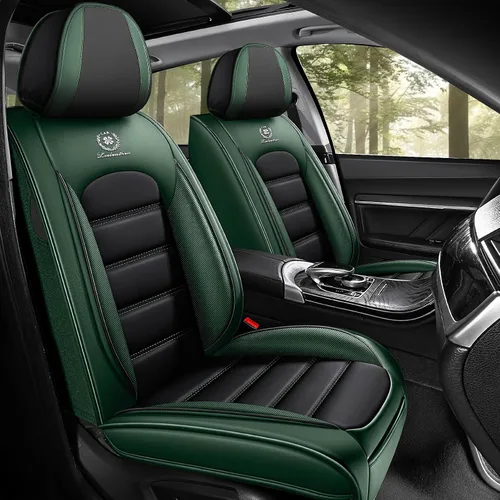 Vista 10 de Funda de asiento para Nissan Murano 2003-2026, protector de asiento de cuero impermeable compatible con bolsa de aire (par delantero, negro clásico)