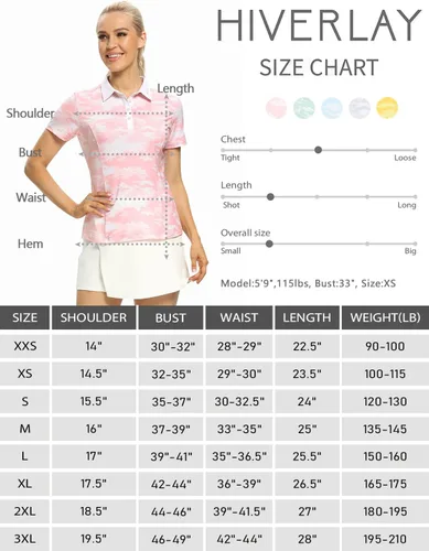 Vista 7 de Hiverlay Women Golf Shirts Polo Shirts for Women UPF 50+ Lightweight Quick-Dry Collared Tennis Daily Shirts Work Tops