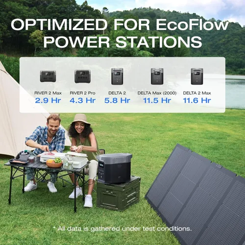 Vista 7 de EF ECOFLOW Panel solar portátil de 220 vatios, celda solar de tipo N de alta eficiencia de conversión del 25%, panel solar plegable NextGen