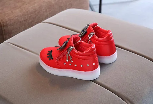 Vista 4 de Zapatos deportivos para niños y niñas de 1 a 6 años con luz LED de cristal y lazo luminoso, cálido para invierno