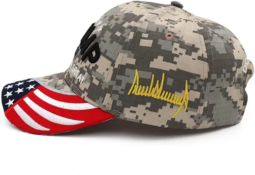 Vista 3 de Gorra de béisbol ajustable Trump 2024 Keep America Great Take America Back con bordado de bandera de Estados Unidos