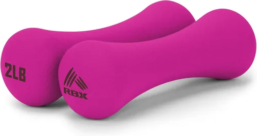 Vista 9 de RBX Pesas de mano de 4 libras (2 libras cada una), pesas de mano de neopreno para entrenamientos en casa, entrenamiento cardiovascular y de fuerza