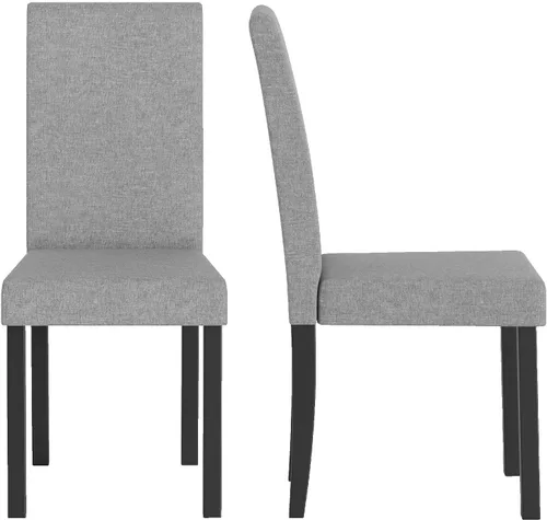 Vista 14 de COSTWAY Juego de 2 sillas de comedor sin brazos de tela, sillas laterales tapizadas de cocina con patas de madera de goma, asiento acolchado y Beige
