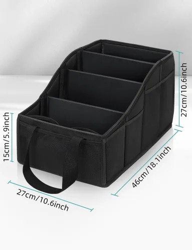 Vista 6 de YOHOOLYO Organizador de Asiento de Coche Organizador de Asiento Trasero de Coche con 4 Compartimentos, 4 Portavasos y 7 Bolsillos de Malla para Negro