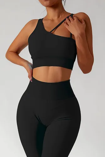 Vista 4 de QINSEN Conjuntos de entrenamiento para mujer, camisetas cortas deportivas sin costuras, leggings de cintura alta, trajes de dos piezas