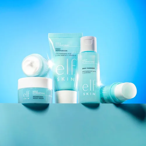 Vista 2 de e.l.f. SKIN Holy Hydration! Jet Set Kit de hidratación, juego de cuidado de la piel hidratante para viajes, limpiador facial, bálsamo, hidratante