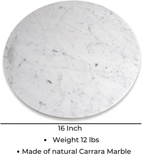 Vista 3 de Plato Giratorio de Mármol Lazy Susan Bandeja Giratoria Plato Grande para Servir Centro de Mesa para Mesa de Comedor Moderno - 16 Pulgadas Large