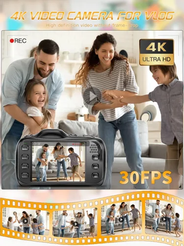 Vista 3 de Cámara digital 4K 64MP con tarjeta de 64 GB y zoom de 16X, fácil para niños