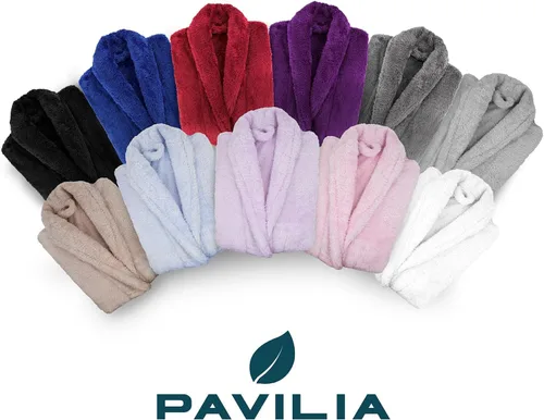Vista 7 de PAVILIA Bata suave de felpa con capucha para mujer Bata de baño mullida y cálida de forro polar Sherpa