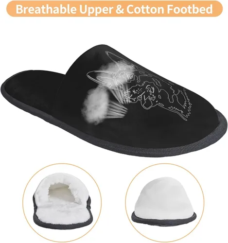 Vista 4 de Hot-German-Shepherd-Dog - Pantuflas peludas de algodón para el hogar en invierno, pantuflas de felpa unisex de dos tamaños