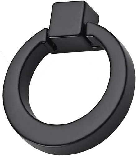 Vista 2 de Paquete de 12 pomos y tiradores de anillo de gabinete, manija de hardware de un solo agujero, manija de anillo negro para aparador, cajón, armario