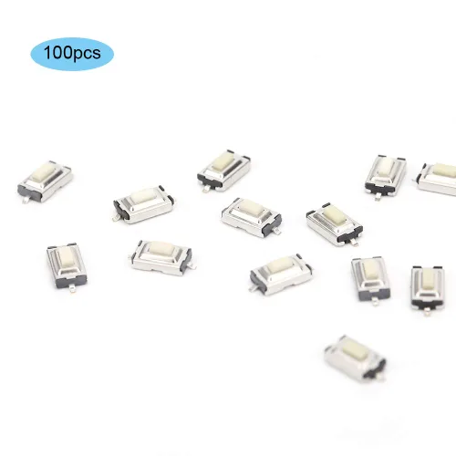 Vista 6 de Interruptor de botón táctil momentáneo, 100 interruptores de botón táctil de 0.118 x 0.236 x 0.098 in de alta sensibilidad de respuesta rápida Micro