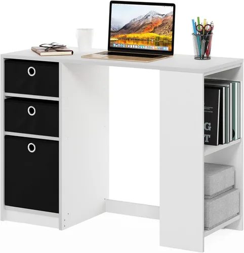 Vista 10 de FURINNO Jaya - Escritorio de estudio para computadora con cajón, marrón