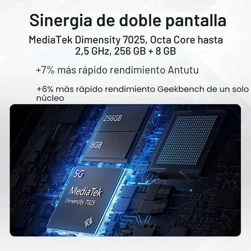 Vista 9 de NUU B40 5G, teléfono celular, desbloqueado, doble SIM, pantalla AMOLED dual, 120Hz, cámara de 64 MP, 8GB+256GB, Android 15, versión estadounidense