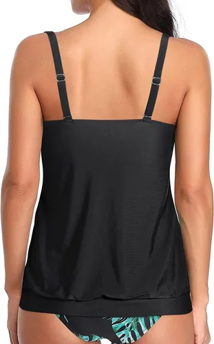 Vista 2 de Yonique Blusa tipo tankini para mujer, sin parte inferior, ajuste holgado, camiseta sin mangas
