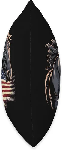 Vista 2 de Horse Related Gifts For Girls Western Graphic Cojín de caballo ecuestre con bandera americana, 16 x 16 pulgadas, multicolor