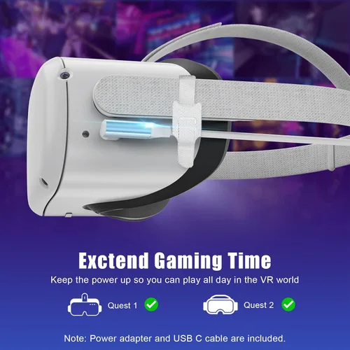 Vista 2 de 16FT Link Cable for Oculus Quest 21 Accessories with Adapter, VR Headset Cable with Separate Charging Port, USB 3.0 to USB C High Speed PC Data