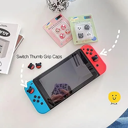 Vista 6 de PERFECTSIGHT 4 tapas de agarre para el pulgar compatibles con consola Nintendo SwitchOLEDLite funda de botón analógico 3D de silicona suave Kawaii