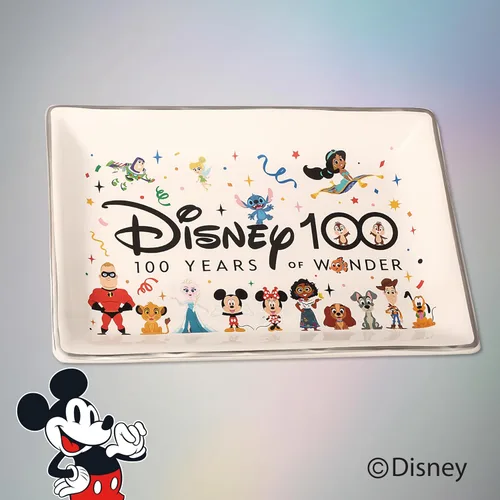 Vista 3 de Disney 100 platos de joyería, con licencia oficial D100 linda bandeja de celebración, celebrando 100 años de maravilla