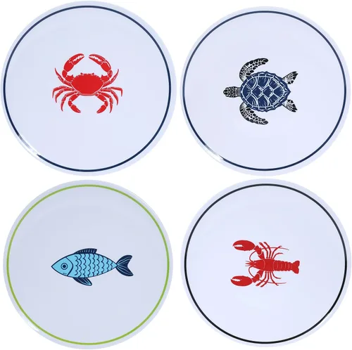 Vista 10 de Juego de 4 platos de ensalada de melamina, platos de ensalada/postre para uso en exteriores e interiores, inastillables, sin BPA, aptos
