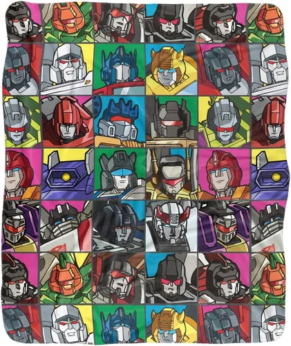 Vista 2 de Transformers Transformers Squares Silky Touch Sherpa Back Manta súper suave
