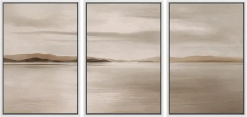Vista 133 de SIGNWIN Lienzo enmarcado para pared, juego de arte abstracto de serenidad costera, ilustraciones abstractas junto al mar, arte moderno, decorativo