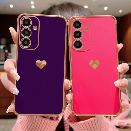 Vista 195 de phylla Funda de teléfono compatible con Samsung Galaxy A12 de 6.5 pulgadas, lindo corazón chapado en oro, elegante funda de lujo para mujer