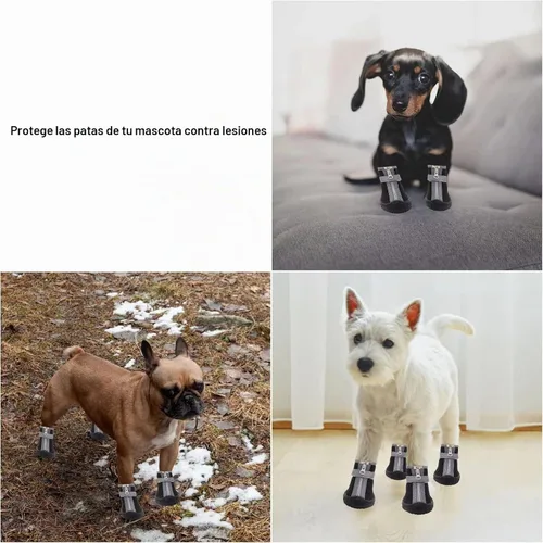 Vista 5 de Zapatos para perros pequeños, botas para cachorros y protector de patas para días de nieve invernal, pavimento caliente de verano, impermeables