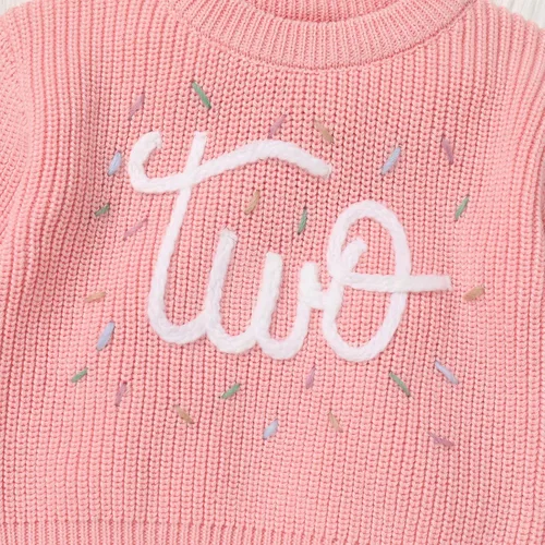 Vista 4 de IDOPIP Traje de primer cumpleaños para niñas pequeñas, suéter de punto con bordado bohemio, ropa de otoño e invierno