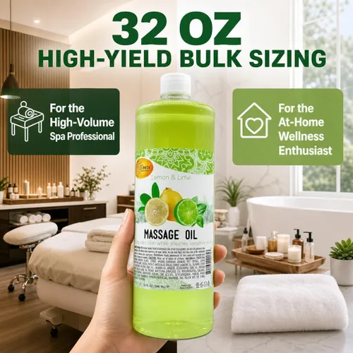 Vista 6 de SPA REDI Aceite de masaje de limón y lima, mezcla botánica de 5 aceites para preparación de tejidos profundos y pedicura, absorción rápida sin