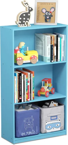 Vista 28 de Furinno Estantería básica para libros, moderna de 3 niveles, estantería con estantes abiertos, 9.3 x 21.8 x 39.5 pulgadas, para sala de estar Roble