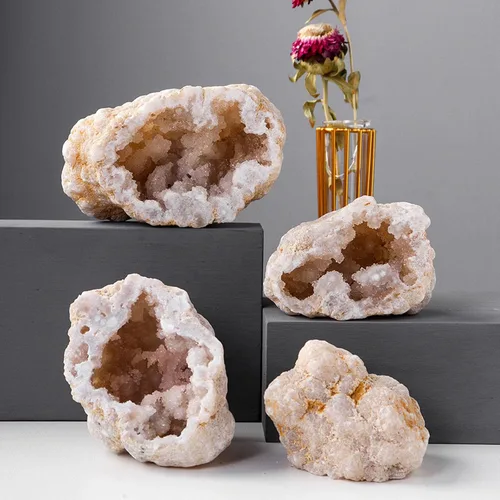 Vista 2 de Natural Agate Geode Slice Quartz Cluster Crystal Points Minerals Specimen High Crystal Cuarzo Cluster/Druzy Natural Reiki Rock Used for Clarity and