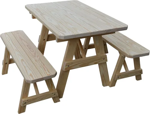 Vista 35 de Furniture Barn USA Pine - Mesa tradicional de 4 pies con 2 bancos, color negro