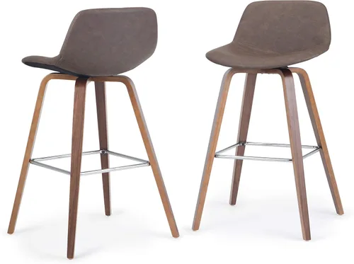 Vista 19 de SIMPLIHOME Randolph Taburetes de mostrador (juego de 2) taburetes de bar tapizados de madera curvada de 28 pulgadas de altura del asiento en tela