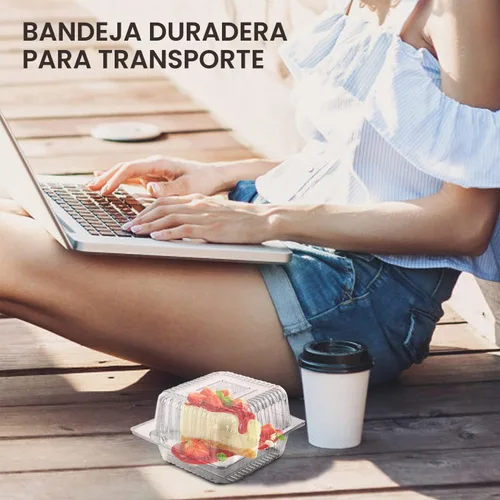 Vista 7 de 100 Piezas Recipientes de Plástico Transparente para Llevar, Recipiente Desechable Tipo Almeja para Postres con Tapa, para Ensaladas, Pasta