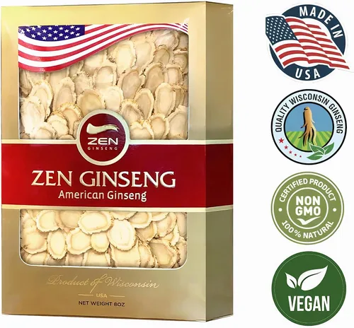 Vista 9 de Rodajas de ginseng Zen American Wisconsin: energía mejorada, rendimiento y salud mental para hombres y mujeres (caja de 8 onzas)