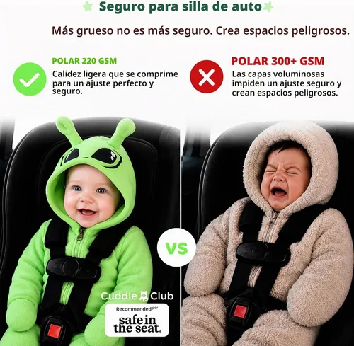 Vista 5 de Cuddle Club - Body de forro polar para bebé recién nacido hasta 5T – Pijamas de invierno chaqueta de abrigo abrigo para bebé Alien