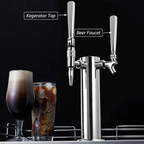 Vista 6 de Mango de grifo de barril de acero inoxidable para Kegerator - Grifo de cerveza casera estadounidense de rosca estándar de 3/8 pulgadas
