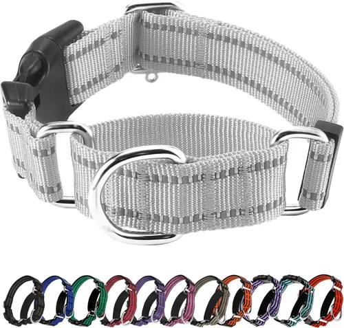 Vista 17 de Hikiko Martingale - Collar reflectante de nailon para perro con hebilla de liberación rápida, ajustable, collar de entrenamiento antideslizante