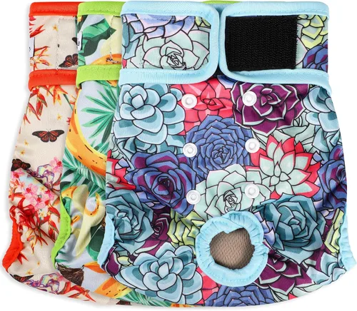 Vista 26 de Pañales para perras hembra, pañales reutilizables para perritos en celo, altamente absorbentes para la incontinencia de mascotas, con broches