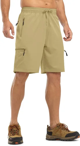 Vista 6 de TBMPOY Pantalones cortos de senderismo para hombre con 5 bolsillos con cremallera, 9 pulgadas, ligeros, para exteriores, trabajo, atletismo, viajes