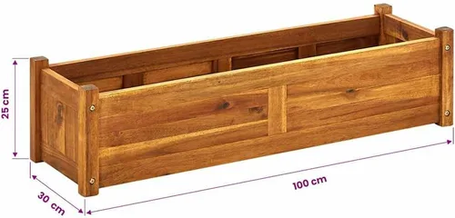Vista 3 de vidaXL - Cama elevada para jardín, madera de acacia, 39.4 x 11.8 x 9.8 pulgadas
