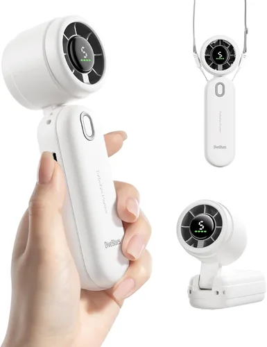 Vista 10 de Diveblues Ventilador turbo de mano portátil de alta velocidad, alimentado por batería recargable USB, pequeño ventilador de bolsillo portátil