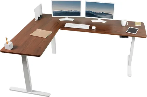 Vista 19 de VIVO DESK-KIT-3E8BO - Escritorio eléctrico de altura ajustable de 83 x 60 pulgadas para trabajar de pie, con 2 cubiertas sólidas de bambú, marco